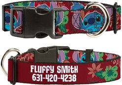Buckle-Down Disney Lilo & Stitch Expressions Tropical Flora Personalized Dog Collar, Small