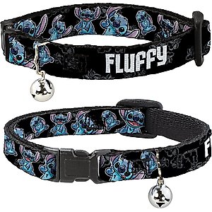 Buckle-Down Disney Lilo & Stitch Poses & Hibiscus Sketch Personalized Breakaway Cat Collar with Bell