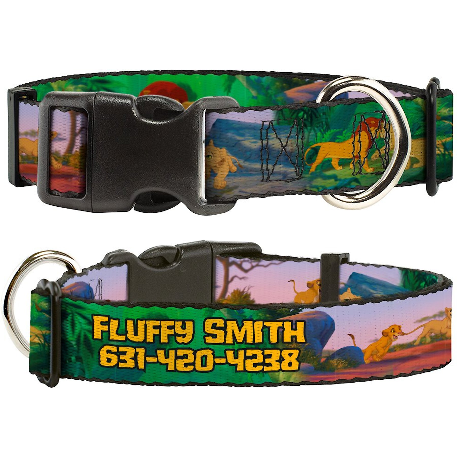 Buckle-Down Disney Lion King Simba & Nala Growing Up Scenes Personalized Dog Collar, Medium
