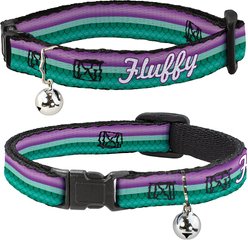 Buckle-Down Disney Little Mermaid Stripe & Shell Personalized Breakaway Cat Collar with Bell