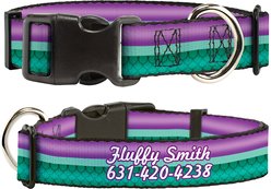 Buckle-Down Disney Little Mermaid Stripe & Shell Polyester Personalized Dog Collar, Small