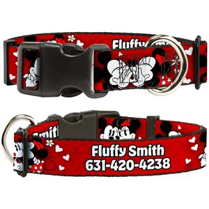 Buckle-Down Disney Mickey & Minnie Hugs & Kisses Poses Polyester Personalized Dog Collar