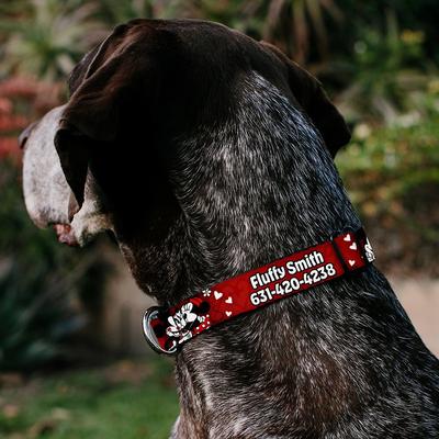 Show full view: Buckle-Down Disney Mickey & Minnie Hugs & Kisses Poses Polyester Personalized Dog Collar, Large slide 2 of 6