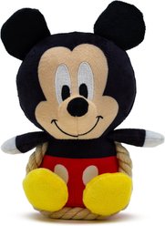 Buckle-Down Disney Mickey Mouse Chibi Sitting with Rope Squeaky Plush Dog Toy, Black