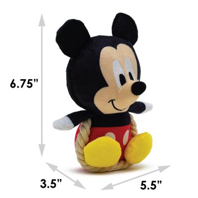 Show full view: Buckle-Down Disney Mickey Mouse Chibi Sitting with Rope Squeaky Plush Dog Toy, Black slide 5 of 5