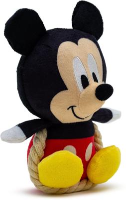 Show full view: Buckle-Down Disney Mickey Mouse Chibi Sitting with Rope Squeaky Plush Dog Toy, Black slide 2 of 5