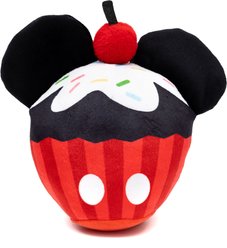 Buckle-Down Disney Mickey Mouse Cupcake with Ears Squeaky Plush Dog Toy, Red