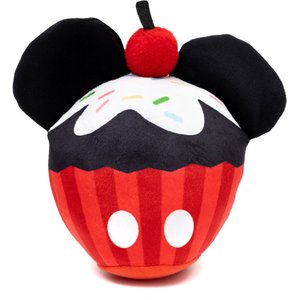 Buckle-Down Disney Mickey Mouse Cupcake with Ears Squeaky Plush Dog Toy, Red