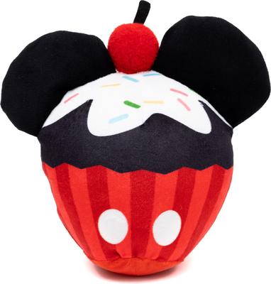 Show full view: Buckle-Down Disney Mickey Mouse Cupcake with Ears Squeaky Plush Dog Toy, Red slide 3 of 4