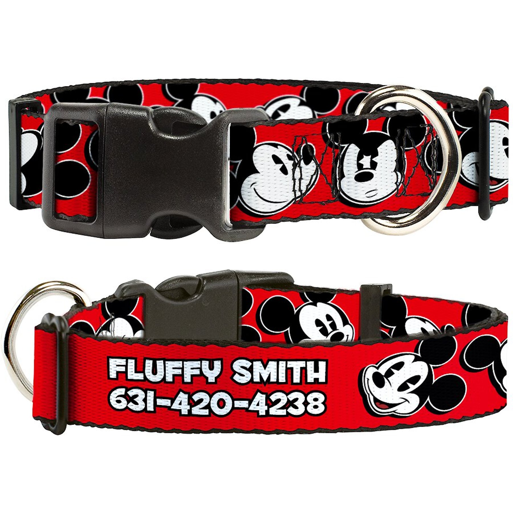 Disney Mickey Mouse Expressions Personalized Dog Collar, Large Buckle-Down