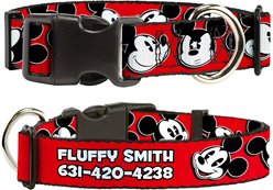 Buckle-Down Disney Mickey Mouse Expressions Personalized Dog Collar, Medium