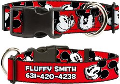 Buckle-Down Disney Mickey Mouse Expressions Personalized Dog Collar, Small