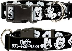 Buckle-Down Disney Mickey Mouse Expressions Polyester Personalized Standard Dog Collar, Medium