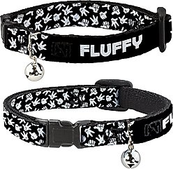 Buckle-Down Disney Mickey Mouse Hand Gestures Personalized Breakaway Cat Collar with Bell