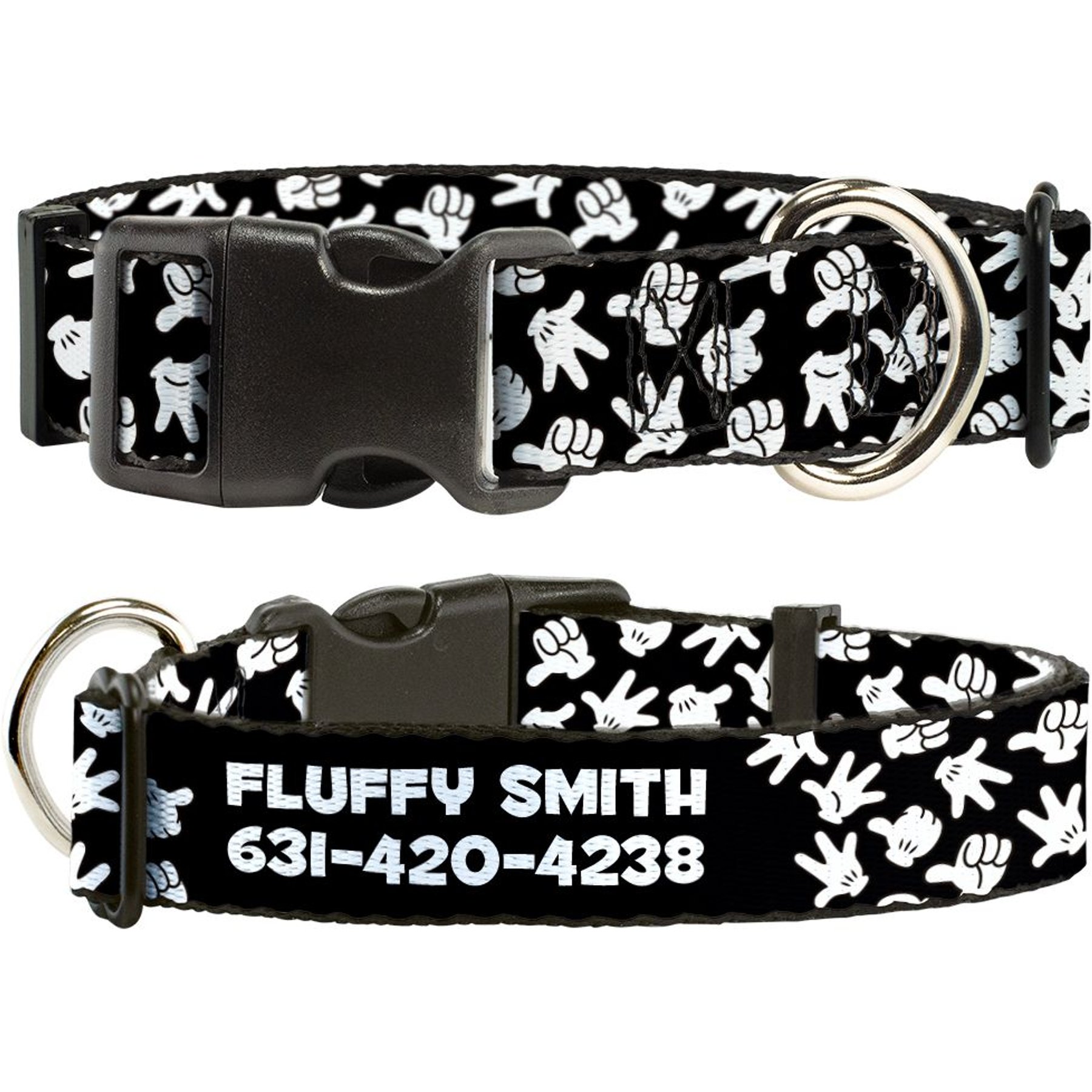 Buckle-Down Disney Mickey Mouse Hand Gestures Personalized Dog Collar, Small