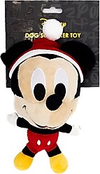 Buckle-Down Christmas Disney Mickey Mouse Santa Hat Squeaky Plush Dog Toy, Red slide 2 of 2