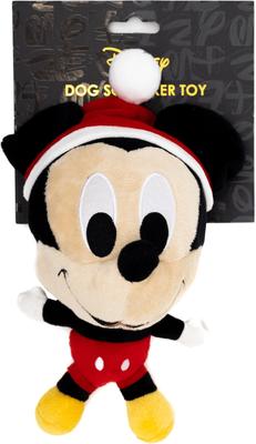Show full view: Buckle-Down Christmas Disney Mickey Mouse Santa Hat Squeaky Plush Dog Toy, Red slide 2 of 2