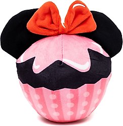 Buckle-Down Disney Minnie Mouse Cupcake with Ears & Bow Squeaky Plush Dog Toy, Pink
