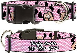 Buckle-Down Disney Minnie Mouse Expressions Polka Dot Personalized Dog Collar, Medium
