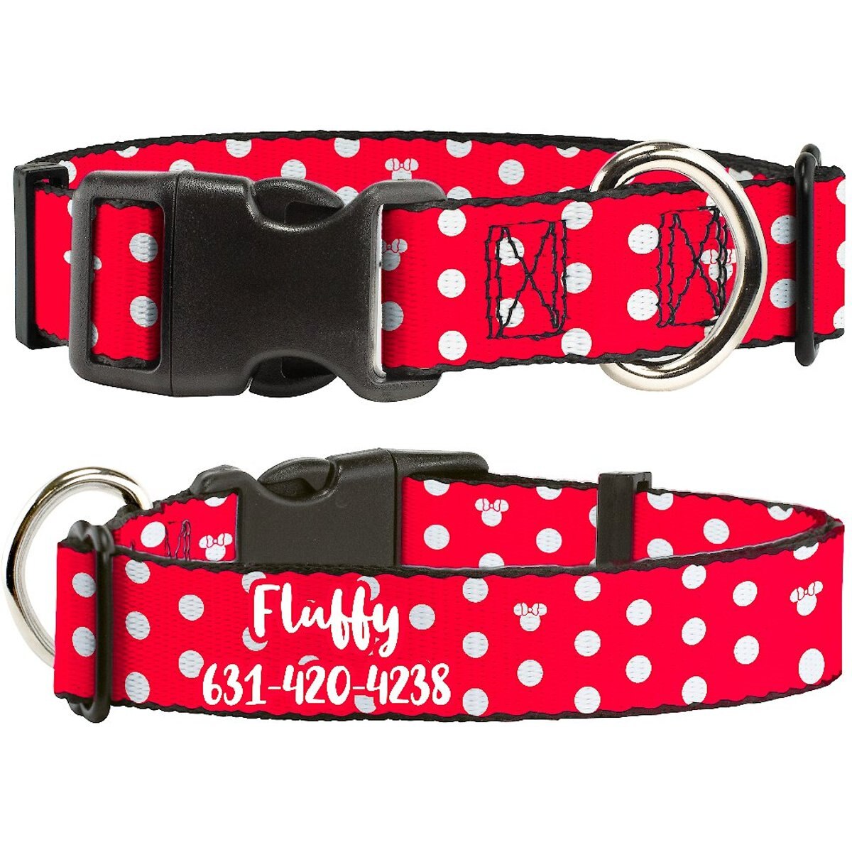 Disney Minnie Mouse Polyester Personalized Standard Dog Collar, Medium Buckle-Down