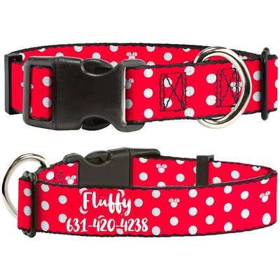 Buckle-Down Disney Minnie Mouse Polyester Personalized Standard Dog Collar, Medium Buckle-Down