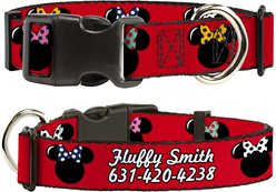 Buckle-Down Disney Minnie Mouse Silhouette Polyester Personalized Dog Collar, Medium