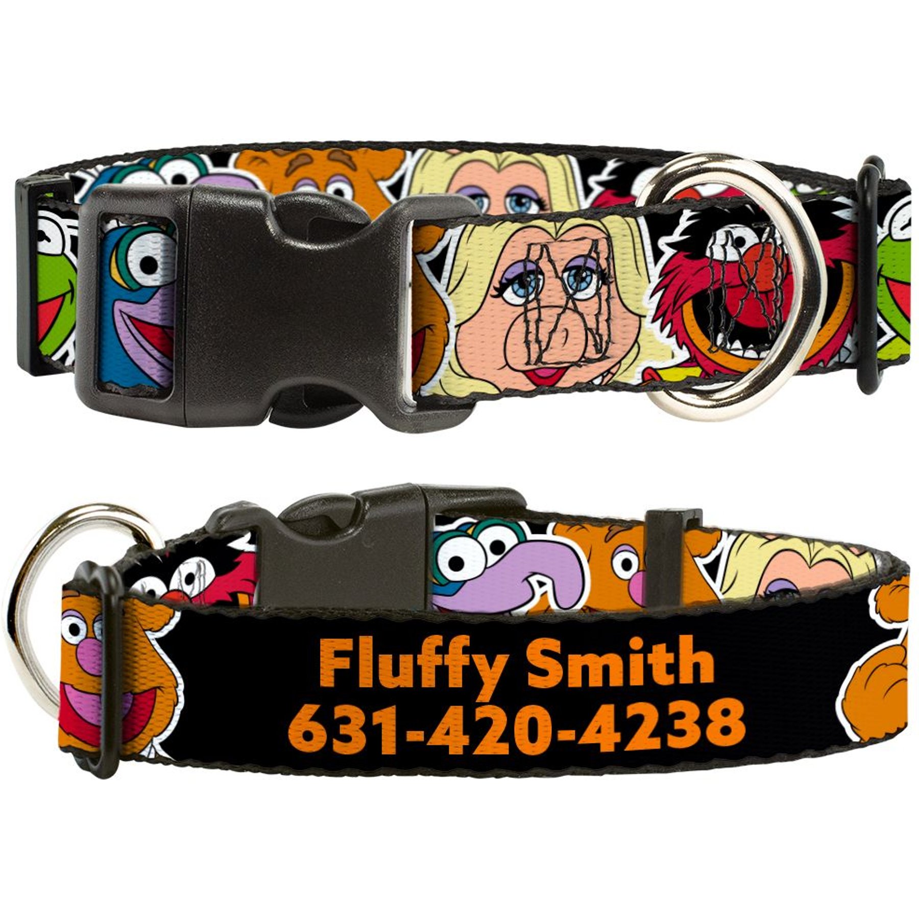 Buckle-Down Disney Muppets Faces Close-Up Personalized Dog Collar, Small