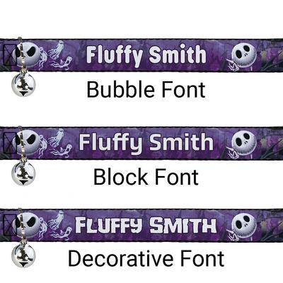 Show full view: Buckle-Down Disney Nightmare Before Christmas Jack Expressions/Ghosts in Cemetery Personalized Breakaway Cat Collar with Bell slide 2 of 3