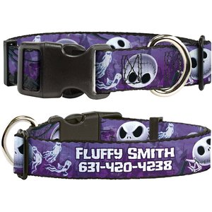 Buckle-Down Disney Nightmare Before Christmas Jack Expressions/Ghosts in Cemetery Personalized Dog Collar