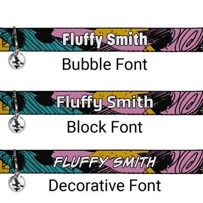 Show full view: Buckle-Down Disney Nightmare Before Christmas Sally Dress Patchwork Personalized Breakaway Cat Collar with Bell slide 2 of 3