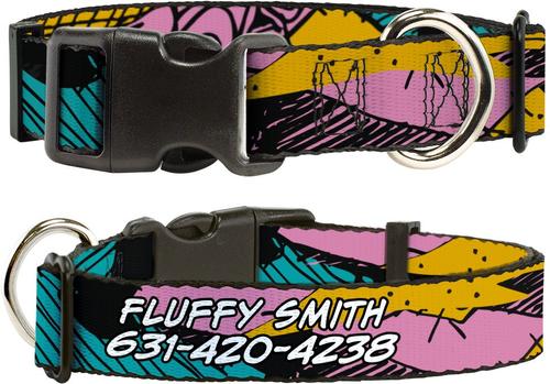 Show full view: Buckle-Down Disney Nightmare Before Christmas Sally Dress Patchwork Personalized Dog Collar, Large slide 1 of 8