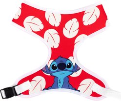 Buckle-Down Disney Pet Lilo & Stitch Sitting Poses & Leaves Plastic Buckle Polyester Dog Harness, Red White, Medium: 17 to 21-in chest