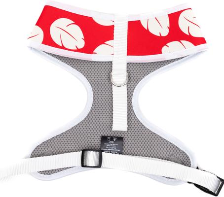 Show full view: Buckle-Down Disney Pet Lilo & Stitch Sitting Poses & Leaves Plastic Buckle Polyester Dog Harness, Red White, Small: 14 to 17-in chest slide 2 of 3