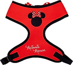 Buckle-Down Disney Pet Minnie Mouse Ears Icon with Bow Applique Polka Dot Plastic Buckle Polyester Dog Harness, Red White, Small: 14 to 17-in chest