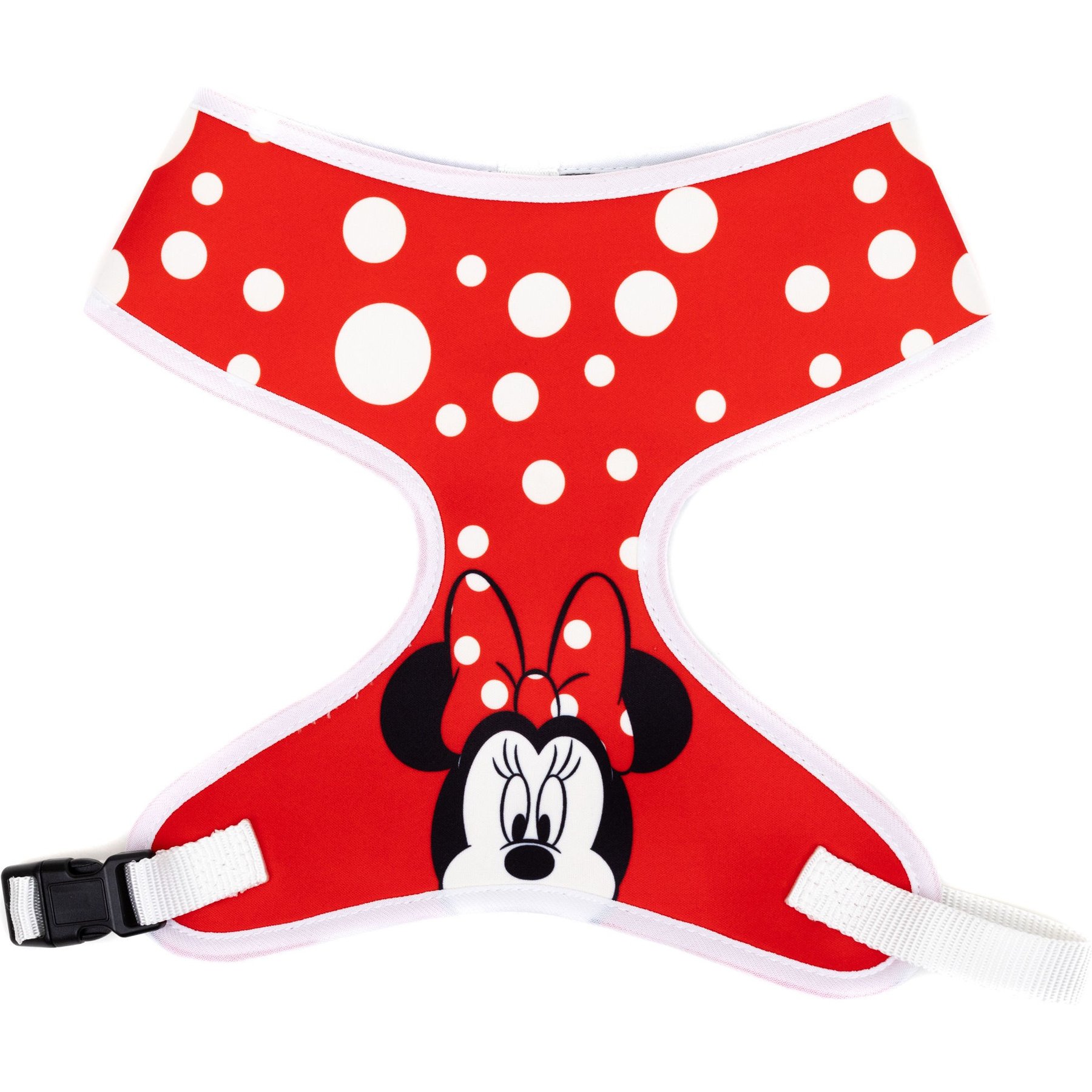 Buckle-Down Disney Pet Minnie Mouse Face & Polka Dots Plastic Buckle Polyester Dog Harness, Red White, Large: 19 to 29-in chest