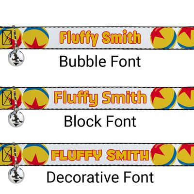 Show full view: Buckle-Down Disney Pixar Luxo Ball Repeat Personalized Breakaway Cat Collar with Bell slide 2 of 2