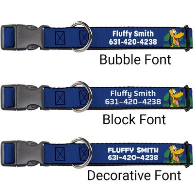 Show full view: Buckle-Down Disney Pluto 4-Poses/Landscape Personalized Dog Collar, Medium slide 2 of 7
