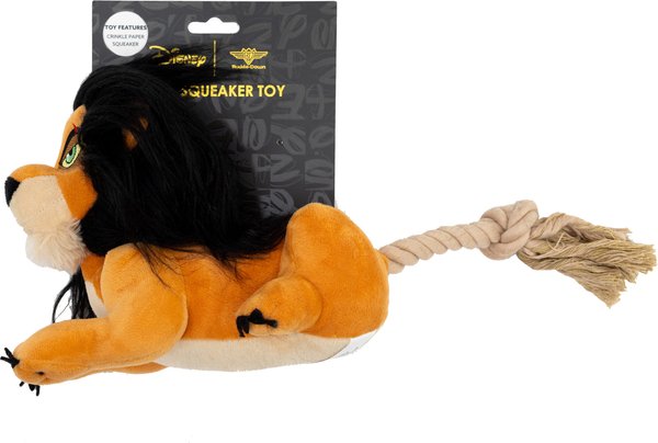 Buckle-Down Disney The Lion King Scar with Rope Tail Squeaky Plush Dog Toy