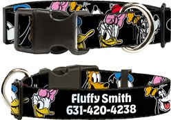 Buckle-Down Disney The Sensational Six Smiling Faces Polyester Personalized Dog Collar, Large