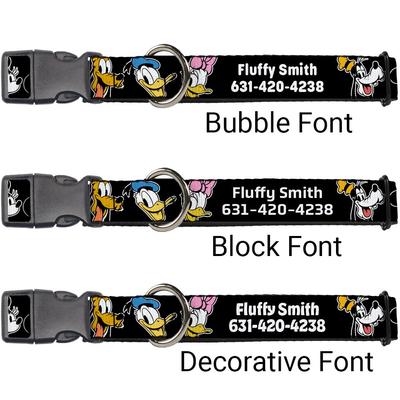 Show full view: Buckle-Down Disney The Sensational Six Smiling Faces Polyester Personalized Dog Collar, Medium slide 2 of 7