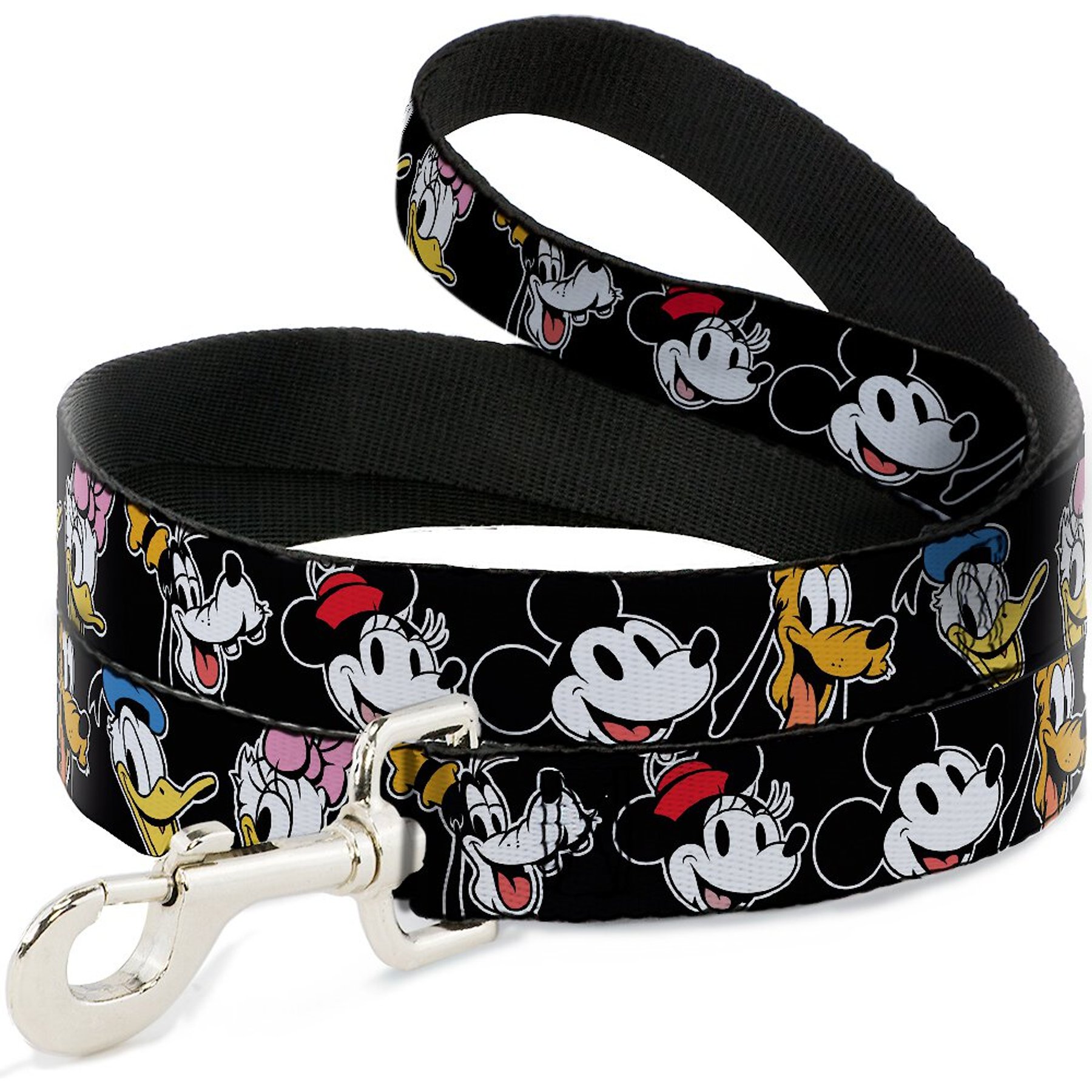 Buckle-Down Disney the Sensational Six Smiling Faces Polyester Standard Dog Leash, Medium: 6-ft long, 1-in wide
