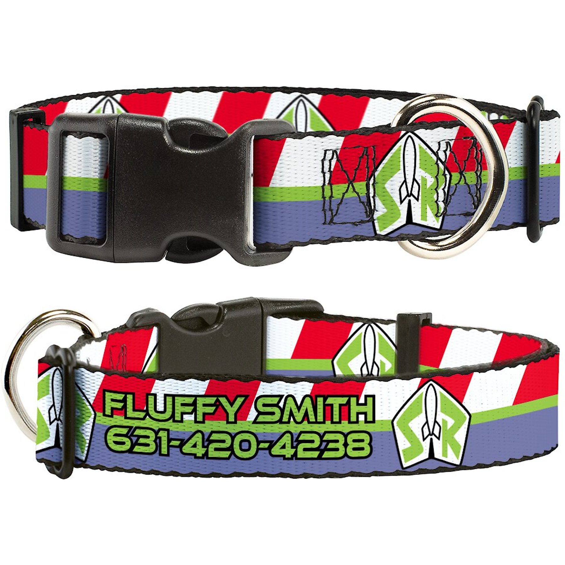 Buckle-Down Disney Toy Story Buzz Lightyear Space Ranger Logo Personalized Dog Collar, Medium