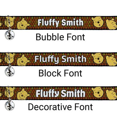 Show full view: Buckle-Down Disney Winnie the Pooh Expressions & Honeycomb Personalized Breakaway Cat Collar with Bell slide 2 of 3