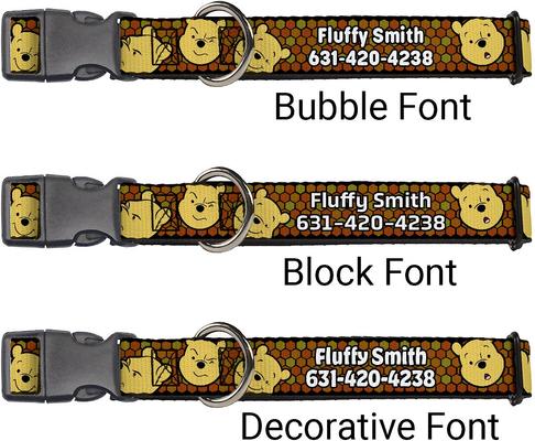 Show full view: Buckle-Down Disney Winnie the Pooh Expressions & Honeycomb Polyester Personalized Dog Collar, Large slide 2 of 8