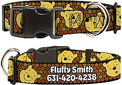 Buckle-Down Disney Winnie the Pooh Expressions & Honeycomb Polyester Personalized Dog Collar, Small