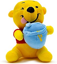 Buckle-Down Disney Winnie the Pooh Winking Hunny Pot Sitting Squeaky Plush Dog Toy, Yellow
