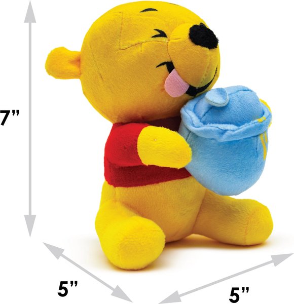 Buckle-Down Disney Winnie the Pooh Winking Hunny Pot Sitting Squeaky Plush Dog Toy, Yellow