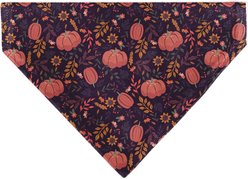 Buckle-Down Fall Harvest Pumpkins & Flowers Collage Slip-On Dog Bandana, Purple slide 2 of 7
