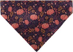 Buckle-Down Fall Harvest Pumpkins & Flowers Collage Slip-On Dog Bandana, Purple