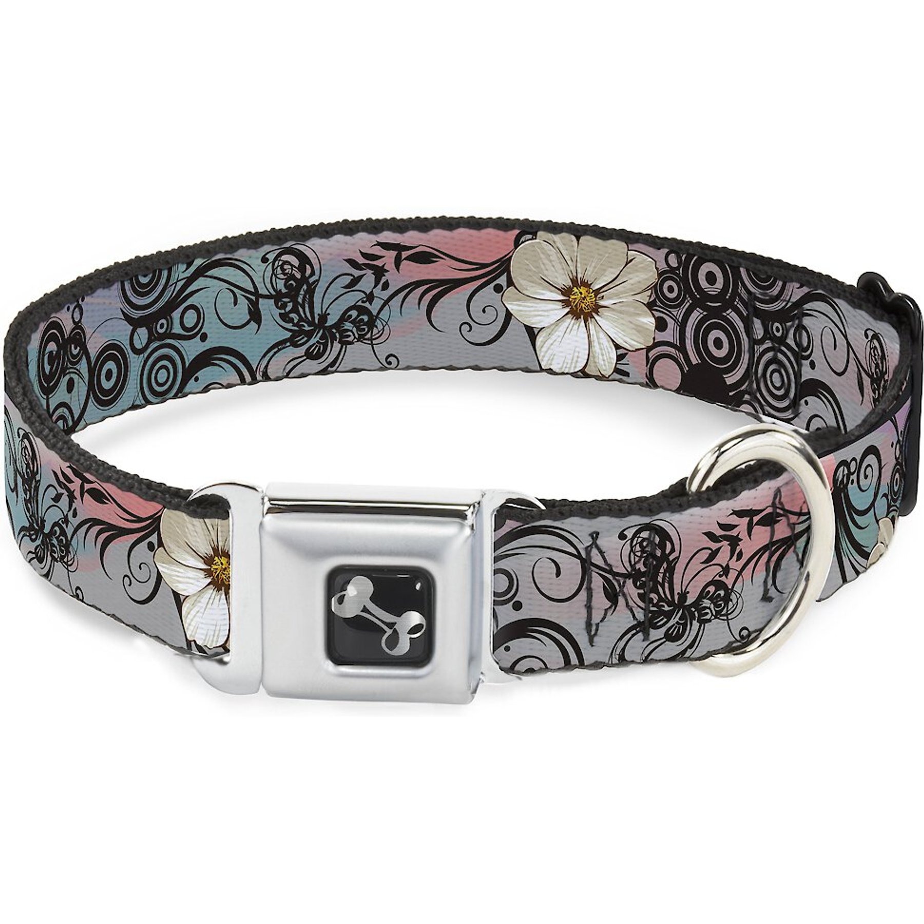 Buckle-Down Flowers Dog Collar, Large